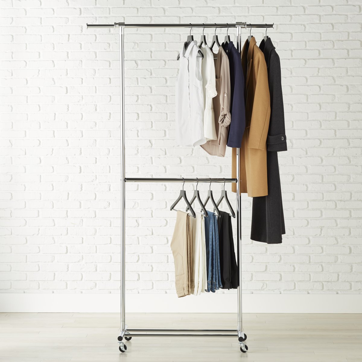 Double Hang Chrome Garment Rack | The Container Store