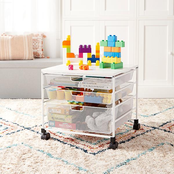 Elfa Mesh Rolling Cart with Drawers | The Container Store
