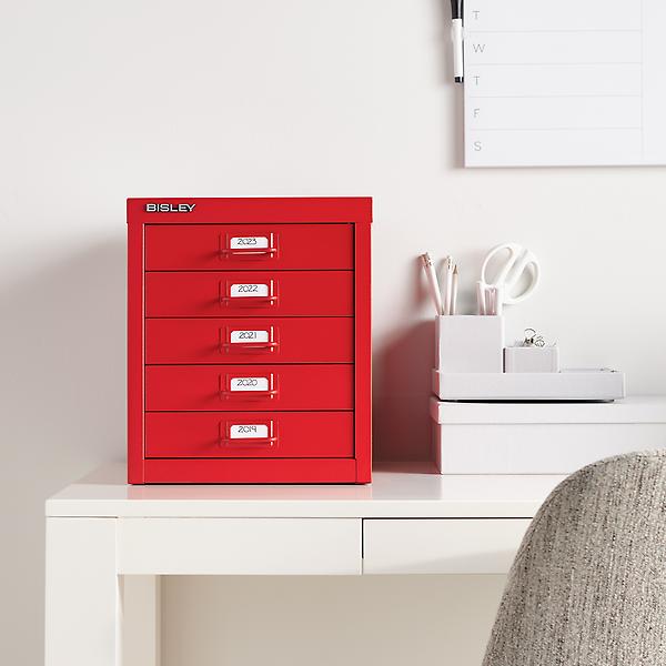 5 Drawer Bisley Multi-Drawer Cabinet - Cardinal Red