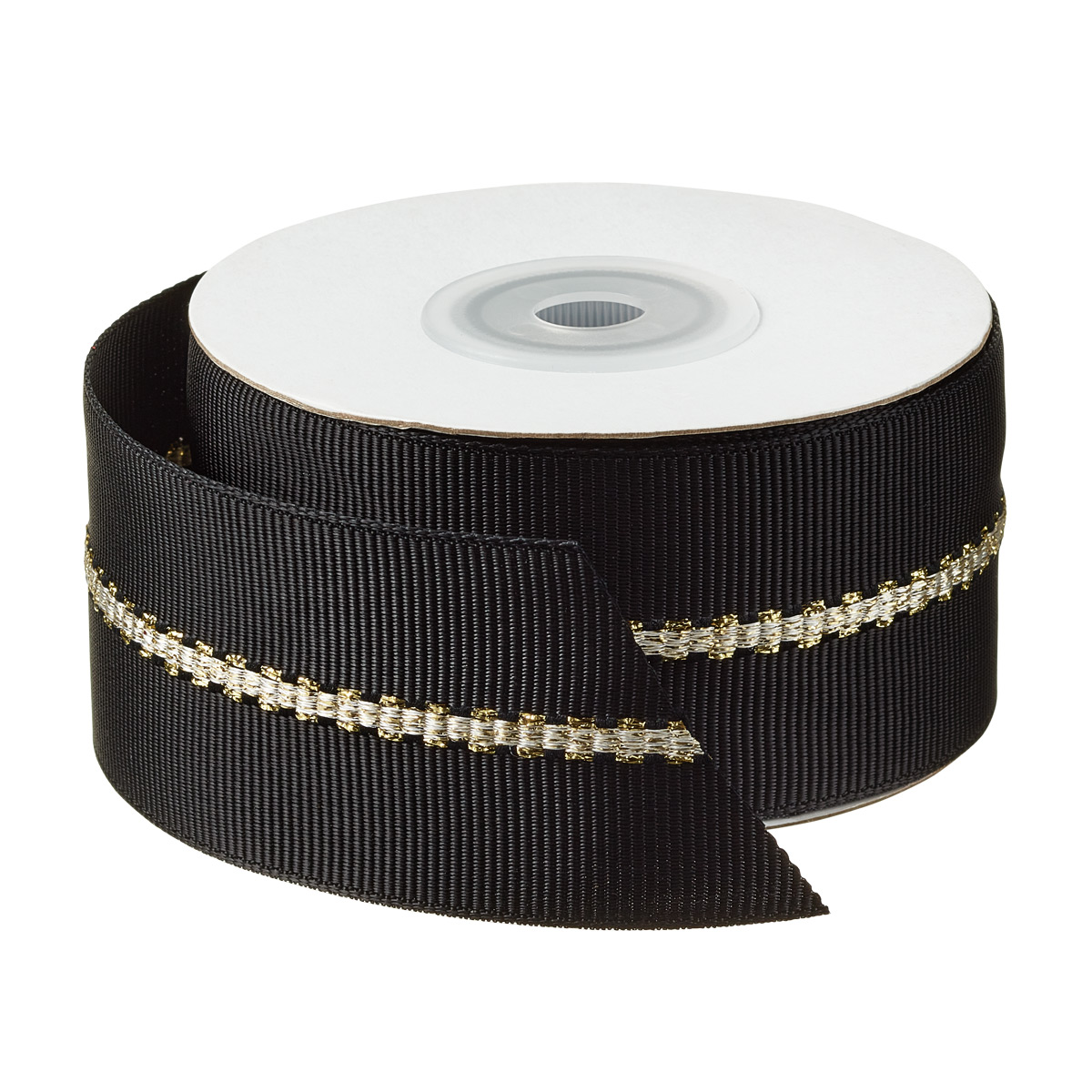 3 Black Modern Gold Pattern Ribbon Wire Edge - Karaboo Ribbons