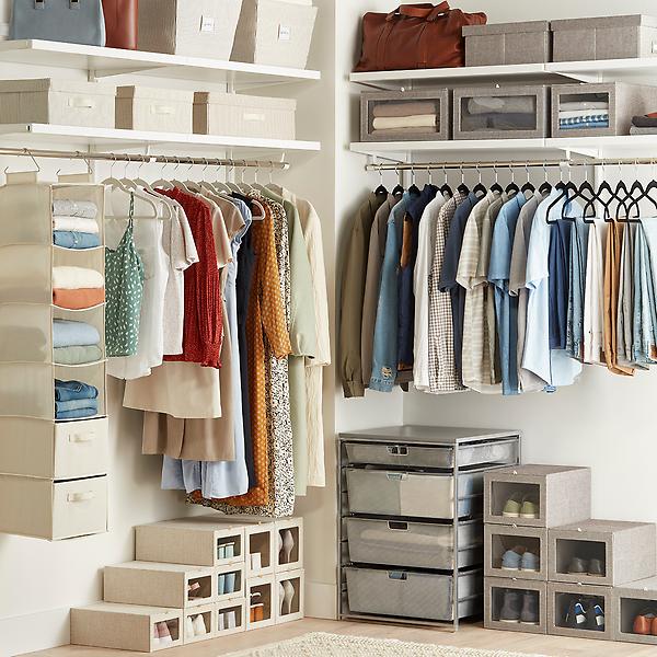 Taupe Hanging Wide Closet Organizer | The Container Store