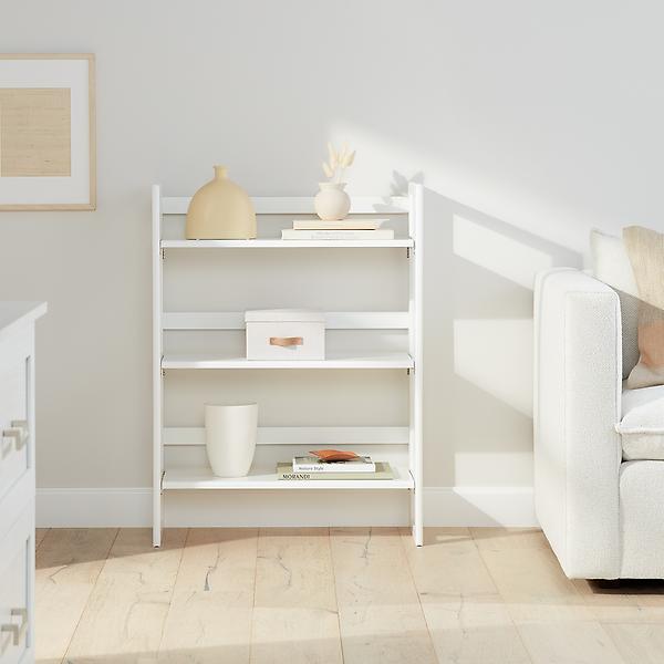 White Solid Wood Stackable Folding Bookshelf | The Container Store