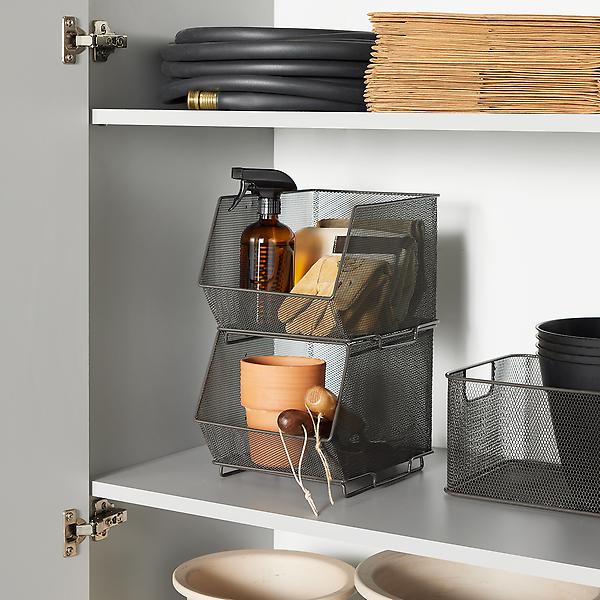 Silver Mesh Stackable Storage Bins | The Container Store