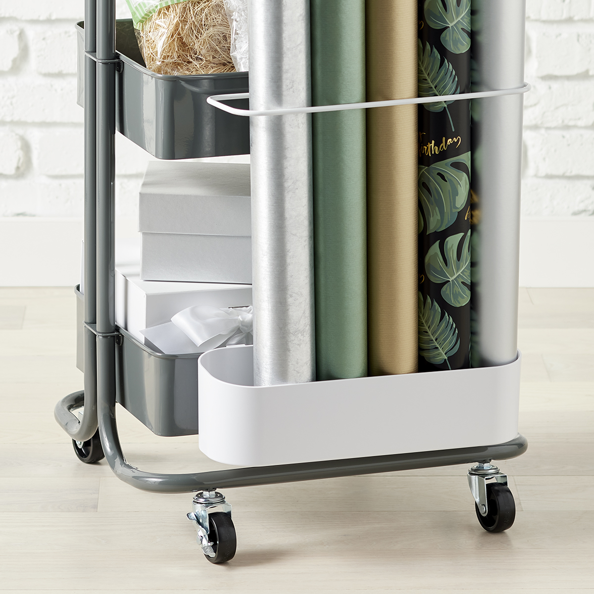 The Container Store 3-Tier Cart Gift Wrap Organizer | The Container Store