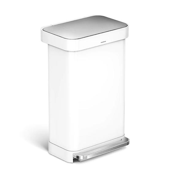 simplehuman Stainless Steel 12 gal. Rectangular Trash Can with Liner Pocket  | The Container Store