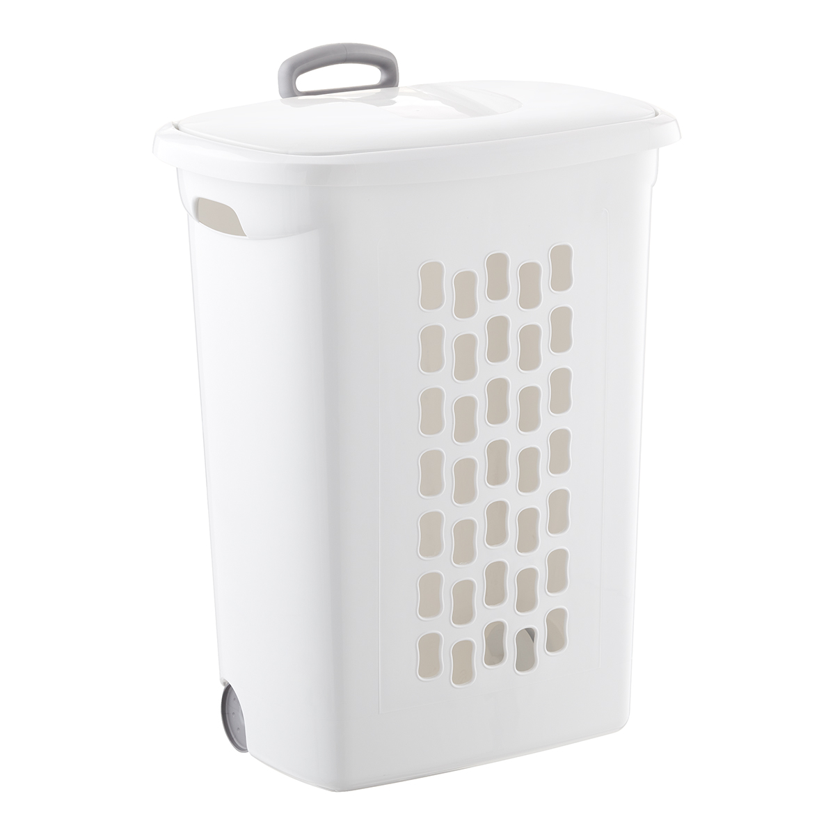 Plastic Storage Bin with White Handle and Rolling Wheels for Kitchen,  Pantry, Craft, Office or Toy Organization