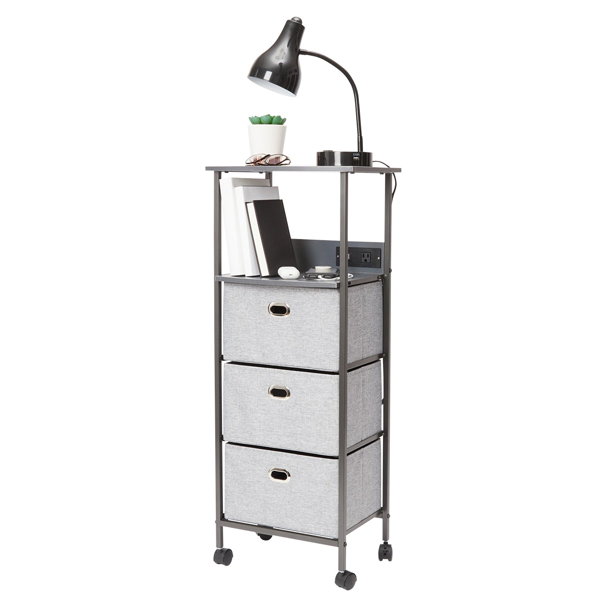 Dormify Sutton Charging 3-Drawer Cart on Wheels | The Container Store