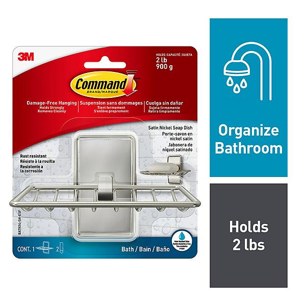 3M Command Satin Nickel Soap Dish | The Container Store