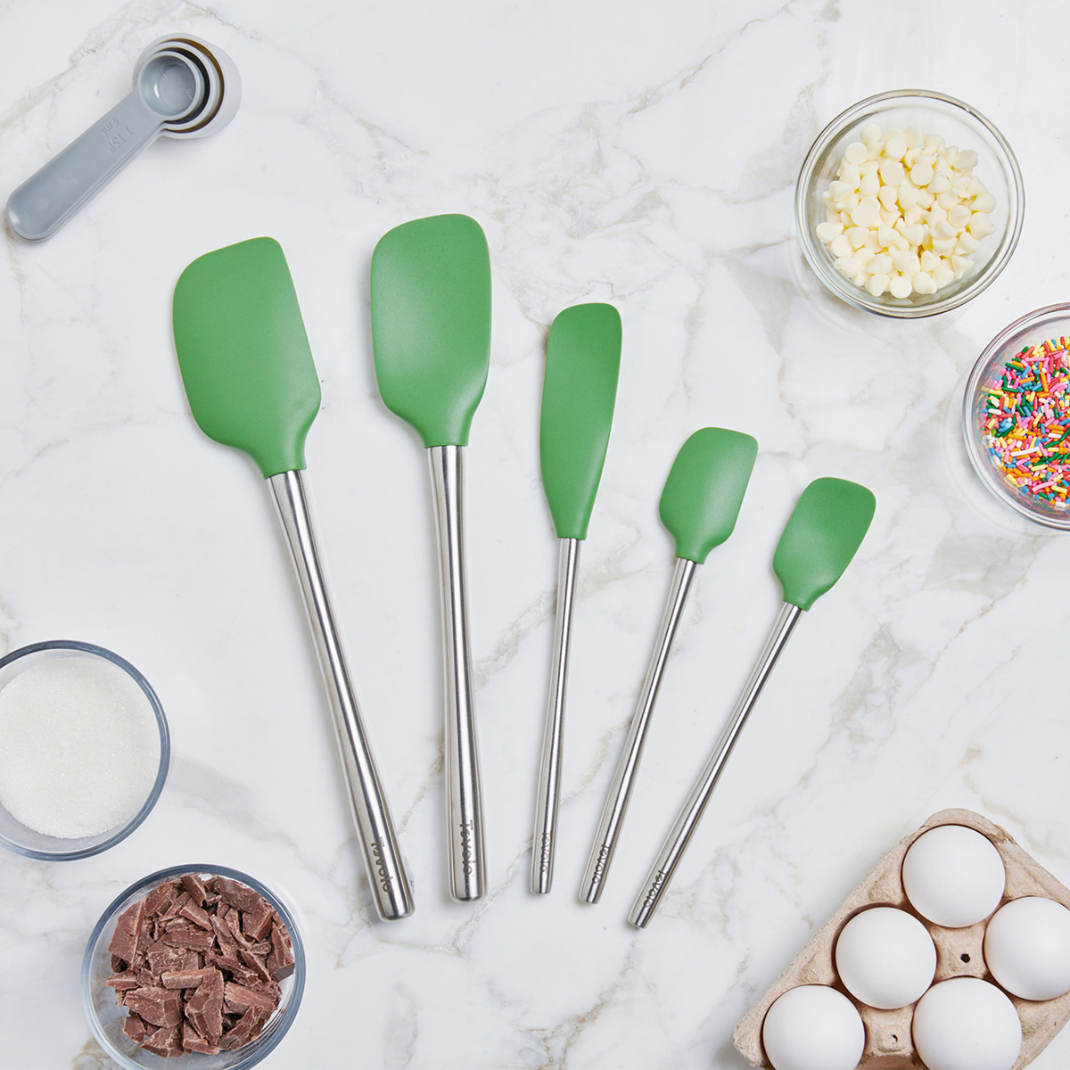 Tovolo Flex-Core® All Silicone Spatula Set of 5 for Meal Prep, Cooking,  Baking, and More - Cayenne