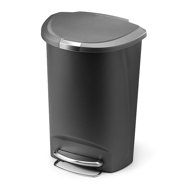 Better Homes & Gardens Plastic Semi Round Kitchen Step Trash Can - Black - 14.5 Gal