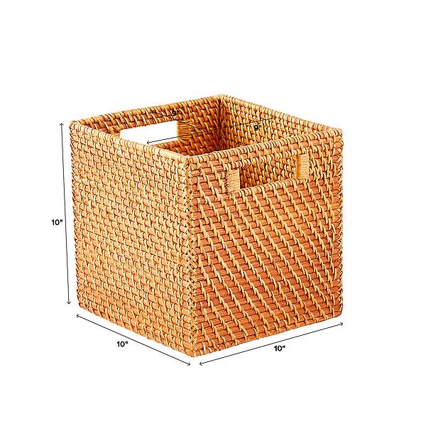Copper Rattan Storage Cube with Handles | The Container Store